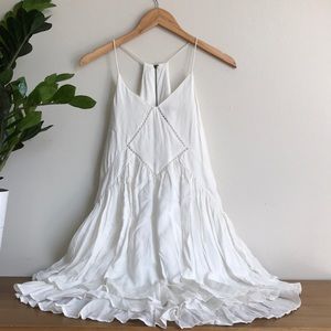 White flowy racer back tunic/mini dress NWOT